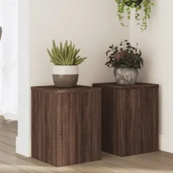 Clearance Växtställ 2 st brun ek 25x25x35 cm konstruerat trä Växtställ