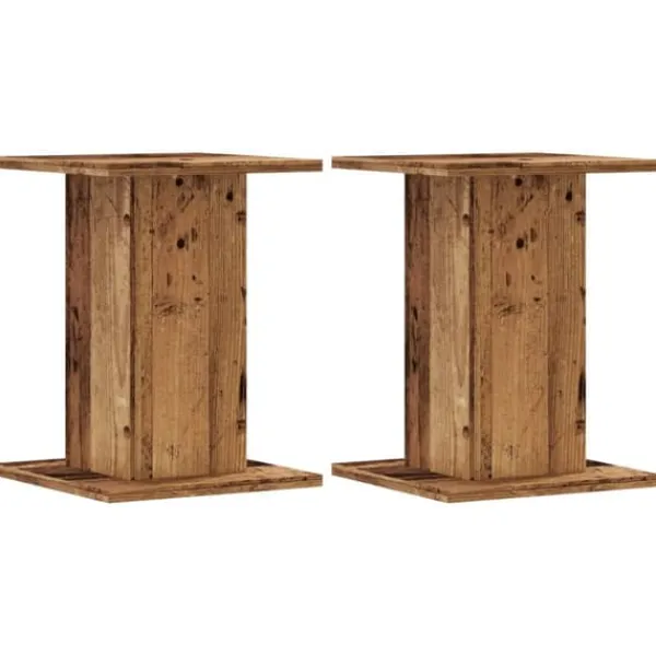 Clearance Växtställ 2 st åldrat trä 30x30x40 cm konstruerat trä Växtställ