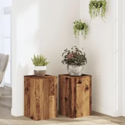 Sale Växtställ 2 st åldrat trä 30x30x50 cm konstruerat trä Växtställ