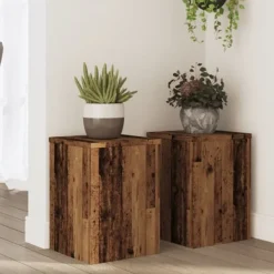 Clearance Växtställ 2 st åldrat trä 25x25x35 cm konstruerat trä Växtställ
