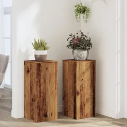 Outlet Växtställ 2 st åldrat trä 30x30x70 cm konstruerat trä Växtställ