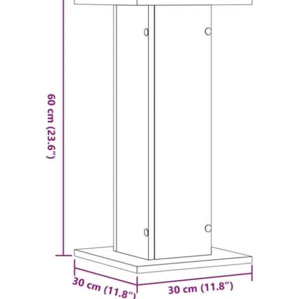 Växtställ 2 st rökfärgad ek - Stabilt konstruerat trä | Storlek: 30x30x60 cm