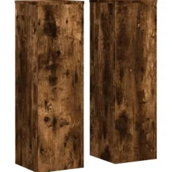 vidaXL Växtställ 2 st rökfärgad ek 25x25x80 cm konstruerat trä