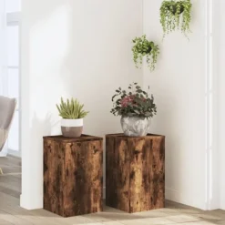 vidaXL Växtställ 2 st rökfärgad ek 30x30x50 cm konstruerat trä