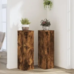 Online Växtställ 2 st rökfärgad ek 25x25x80 cm konstruerat trä Växtställ