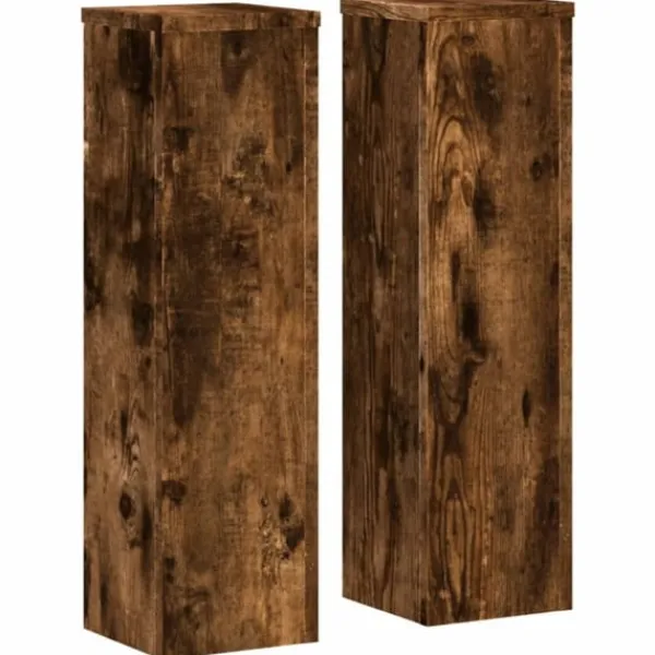 vidaXL Växtställ 2 st rökfärgad ek 17x17x60 cm konstruerat trä