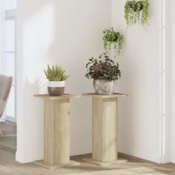 New Växtställ 2 st sonoma-ek 30x30x60 cm konstruerat trä Växtställ