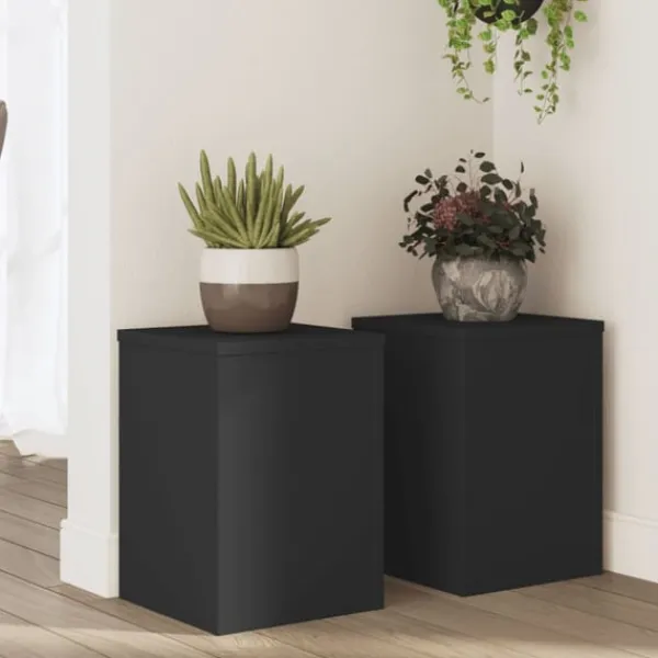 Best Växtställ 2 st svart 25x25x35 cm konstruerat trä Växtställ