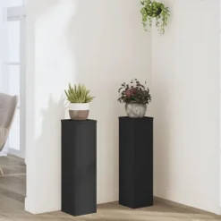 Hot Växtställ 2 st svart 17x17x60 cm konstruerat trä Växtställ