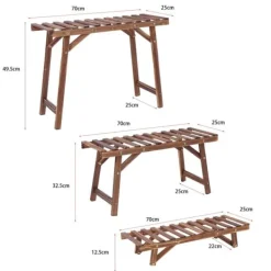 Outlet Växtställ - Steghylla - 3 Nivåer - Trä - För Inne/Utomhus - Montering Krävs - Brun Växtställ