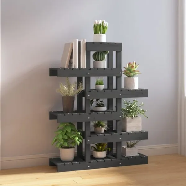 Outlet Växtställ Grå 85x25x109,5 cm massiv furu Växtställ
