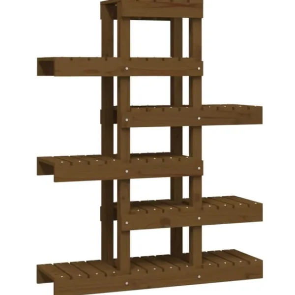 vidaXL Växtställ honungsbrunt 85x25x109,5 cm massiv furu