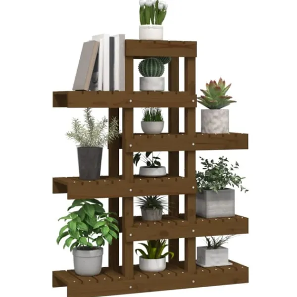 vidaXL Växtställ honungsbrunt 85x25x109,5 cm massiv furu