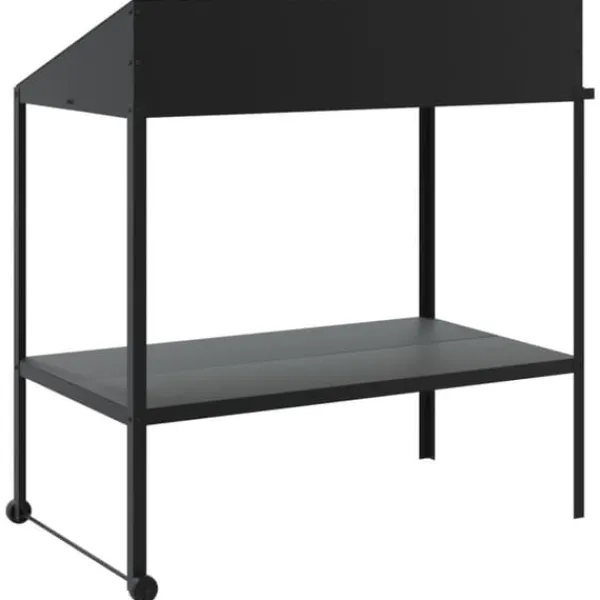 New Växtställ i galvaniserat stål - Robusta två-nivåer med hjul | Färg: Antracit | Storlek: 100x54,5x100 cm Växtställ