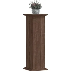Sale Växtställ i konstruerat trä - Tidlös design | Färg: Brun ek | Storlek: 33x33x100 cm Växtställ