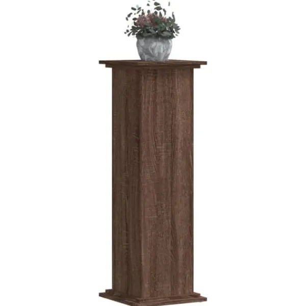 Sale Växtställ i konstruerat trä - Tidlös design | Färg: Brun ek | Storlek: 33x33x100 cm Växtställ