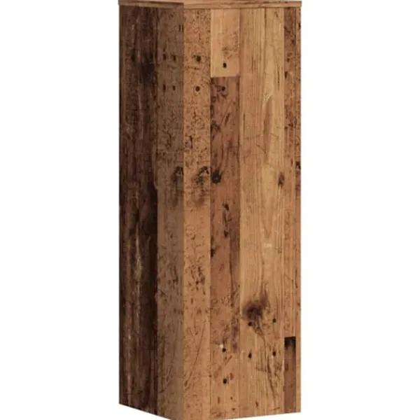 Växtställ i konstruerat trä - Stabil och tidlös design | Storlek: 33x33x100 cm | Färg: Åldrat trä