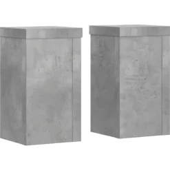 New Växtställ i konstruerat trä - 2 stycken | Färg: Betonggrå | Storlek: 10x10x18 cm Växtställ