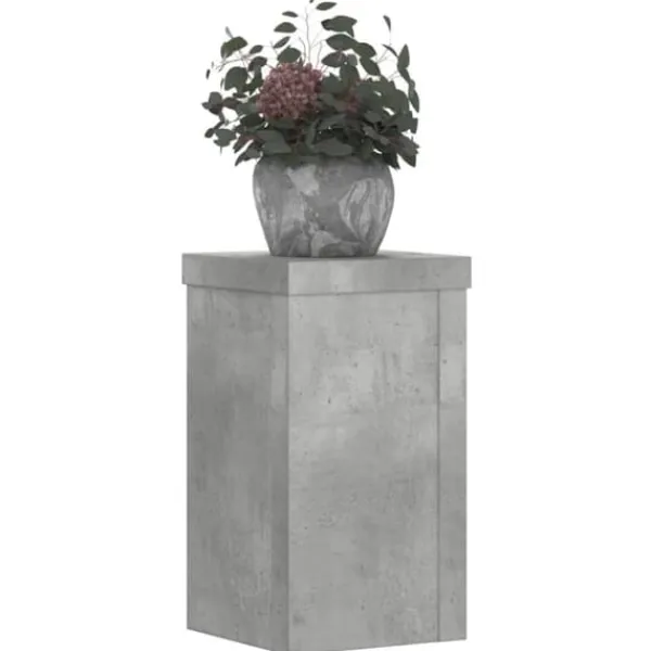 New Växtställ i konstruerat trä - 2 stycken | Färg: Betonggrå | Storlek: 10x10x18 cm Växtställ