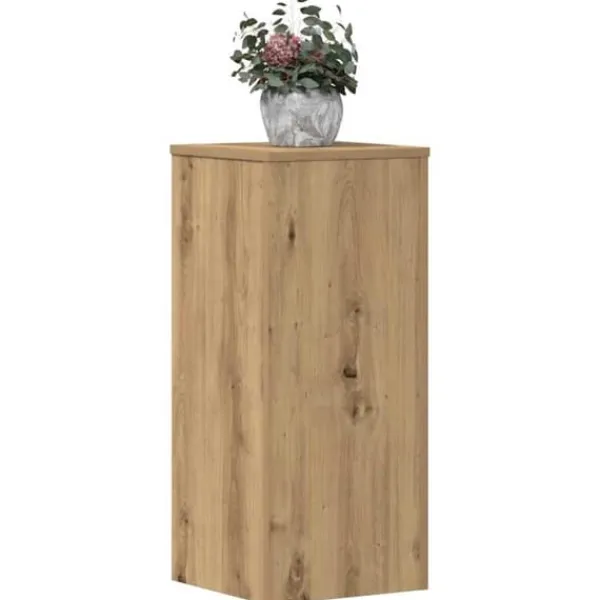 Växtställ i konstruerat trä - Stabilt och hållbart | Färg: Ek | Storlek: 30x30x70 cm