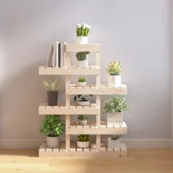 Hot Växtställ i massiv furu - Trähylla för växter | Storlek: 85x25x109,5 cm Växtställ