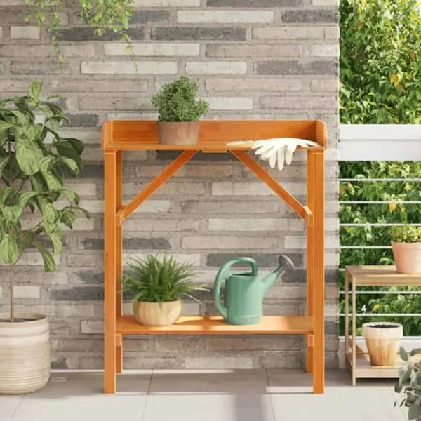 Växtställ i massivt akaciaträ - Stilrent och hållbart | Storlek: 75x40x90 cm | Färg: Naturlig träfärg