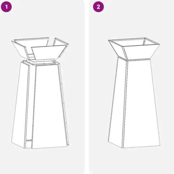 Växtställ i Olivgrön Metall - Fyrkantigt Design | Storlek: 40x40x101 cm
