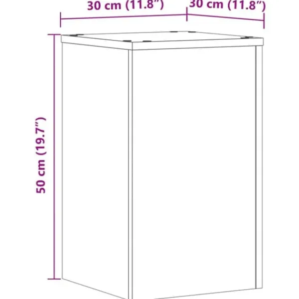 Växtställ i 2-pack av konstruerat trä - Stabil och modern design | Storlek: 30x30x50 cm | Färg: Åldrat trä