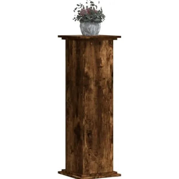 New Växtställ i rökfärgad ek - Stabilt konstruerat trä | Storlek: 33x33x100 cm Växtställ
