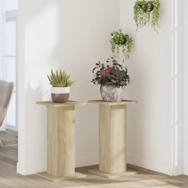 Växtställ i sonoma-ek - 2 stycken | Storlek: 30x30x60 cm | Material: Konstruerat trä