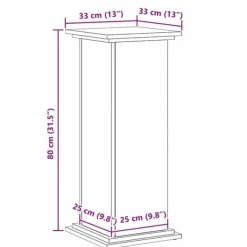 Växtställ i Svart Ek - Elegant Trä för Inomhus & Utomhus | Storlek: 33x33x80 cm