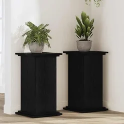 Clearance Växtställ i svart ek - Stilhöjare för växter | Färg: Svart | Storlek: 33x33x60 cm Växtställ