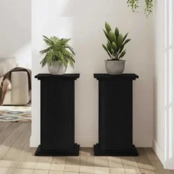 Clearance Växtställ i svart ek - Stilhöjare för växter | Färg: Svart | Storlek: 33x33x60 cm Växtställ