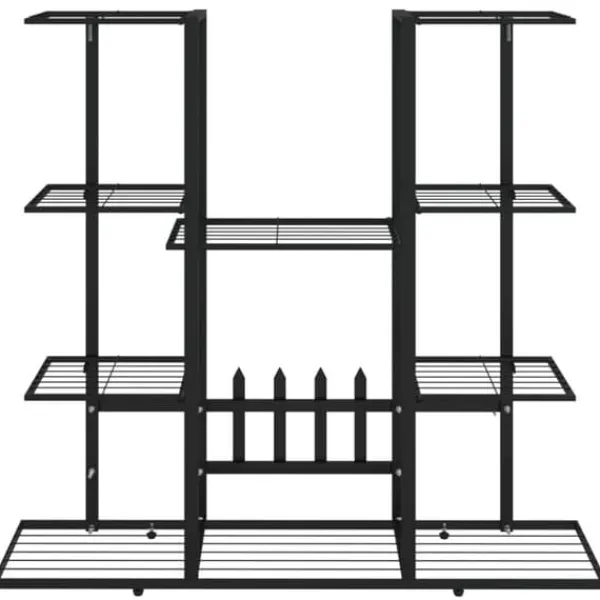 Växtställ i svart järn - Hållbar och stabil hylla för växter | Storlek: 94,5x25x89 cm