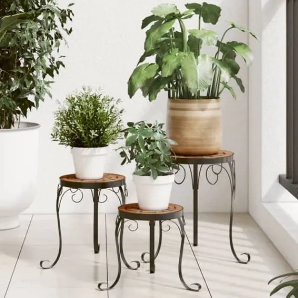 Hot Växtställ i terrakotta - Mosaikdesign för trädgård och balkong | Antal: 3 st | Färg: Terrakotta Växtställ