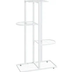 Växtställ med 4 hyllor 43x22x76 cm vit metall Växtställ