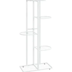 Hot Växtställ med 5 hyllor 43x22x98 cm vit metall Växtställ