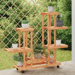 Discount Växtställ med hjul 95x25x101 cm massiv furu Växtställ