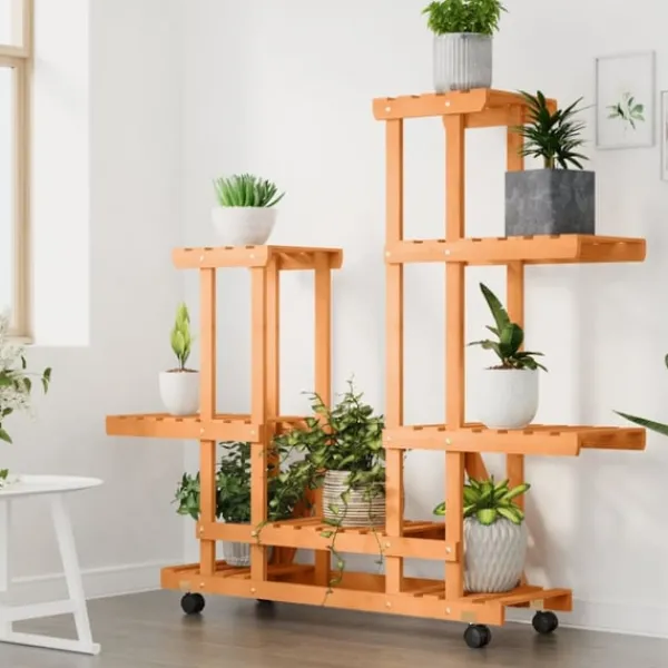 Discount Växtställ med hjul 95x25x101 cm massiv furu Växtställ