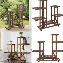 Discount Växtställ med hjul 95x25x101 cm massiv furu - Växtstöd - Klätterstöd - Home & Living Växtställ