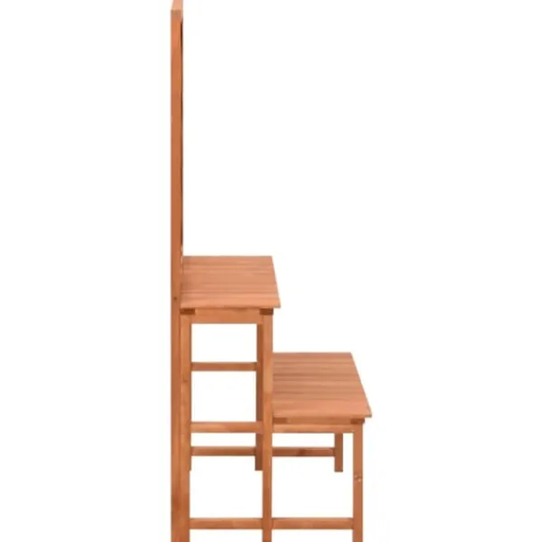 Växtställ med spaljé i massivt granträ - 2-nivåer för krukor | Storlek: 70x42x115 cm Växtställ