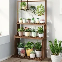 Best Växtställ, 3-nivådesign, för inomhus- och utomhusbruk,Khaki Växtställ