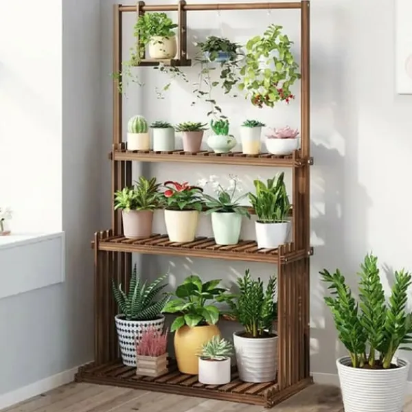 Best Växtställ, 3-nivådesign, för inomhus- och utomhusbruk,Khaki Växtställ