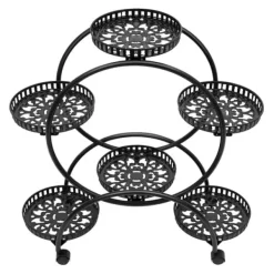Best Växtställ, 4-nivådesign, mobil med universella hjul,Svart Växtställ