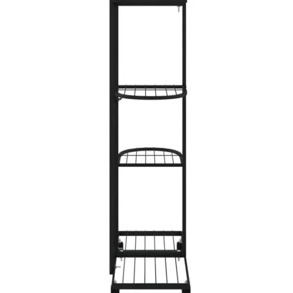 Växtställ på hjul 4 hyllor 44x23x80 cm svart järn - Blomställ - Växtställ - Home & Living