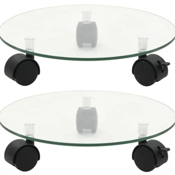 New Växtställ på hjul 2 st härdat glas 28 cm rund Stöd Med Hjul, Säten & Knäskydd För Trädgårdsskötsel