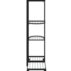 Växtställ på hjul med 4 hyllor - Hållbar växthylla i svart järn | Storlek: 44x23x80 cm