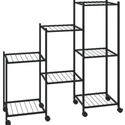 vidaXL Växtställ på hjul 83x25x83,5 cm svart järn