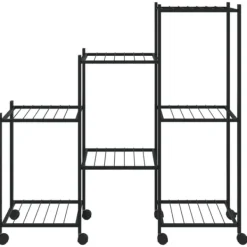 vidaXL Växtställ på hjul 83x25x83,5 cm svart järn