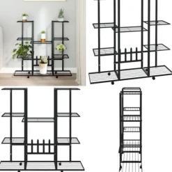 Discount Växtställ på hjul 94,5x24,5x91,5 cm svart järn - Blomställ - Växtställ - Home & Living Växtställ